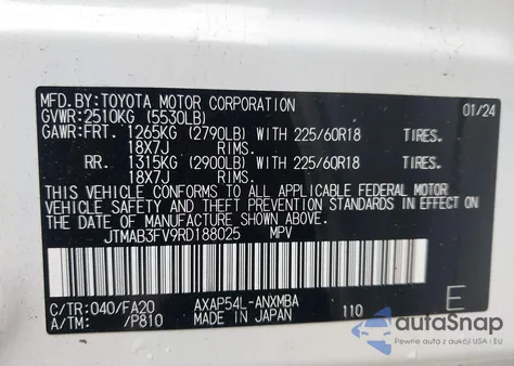 2024 Toyota Rav4 Prime Se from USA, damaged, VIN JTMAB3FV9RD188025